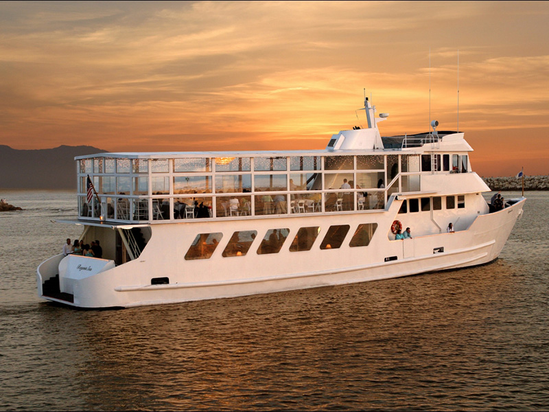 fantasea cruise on water at sunset