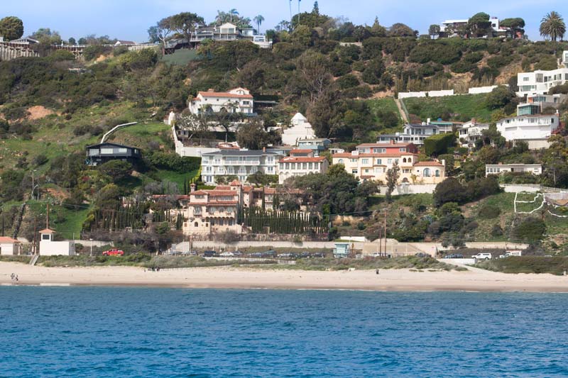 View of the Los Angeles coastline on a sailing trip from Marina del Rey, California.