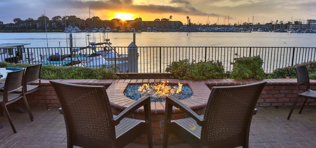 two chairs facing outdoor fire pit for MDR Valentine's Day dining special